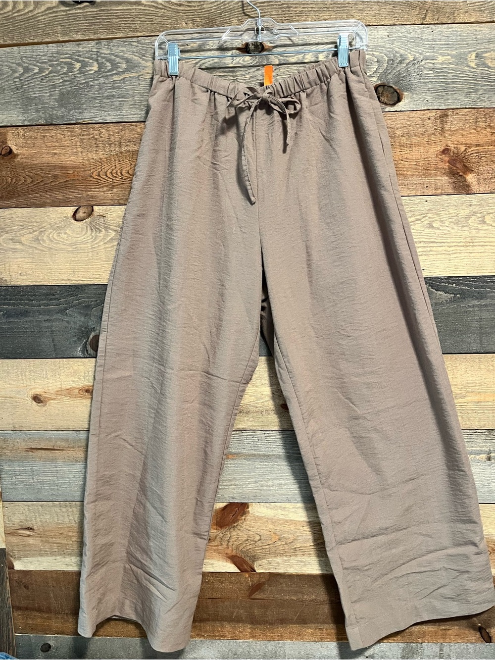 Feiersi Relaxed Drawstring Women’s Pants - Taupe Size Medium